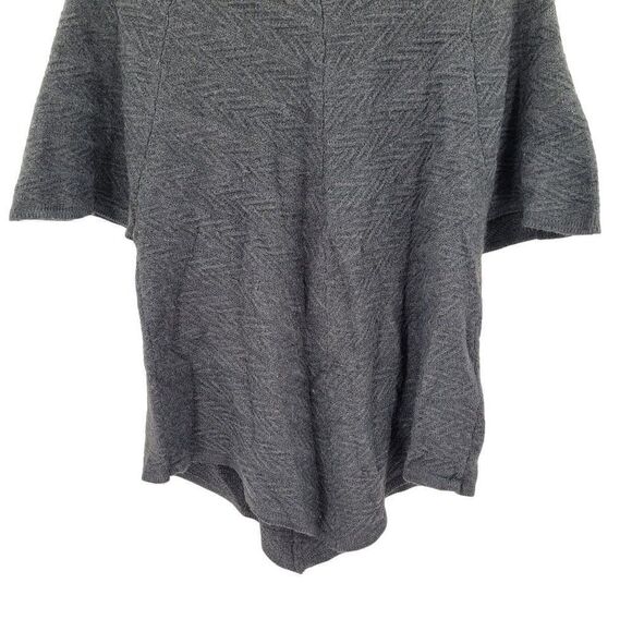 Dana Buckman Cowl Poncho Sweater Top S Gray Leather Metal Detail Textured - Picture 7 of 9